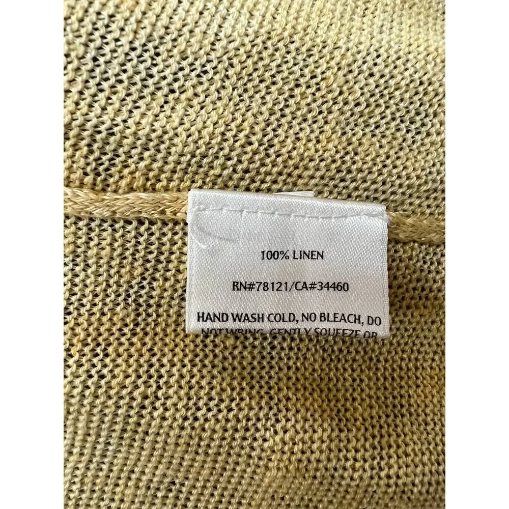 Eileen Fisher Yellow Long Sleeve Open Front Shawl Collar Linen Cardigan Size S